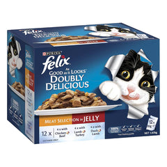 Purina Felix As Good As It Looks Doubly Delicious Meat Selection Wet Cat Food with Meat & Poultry in Jelly 12*85g