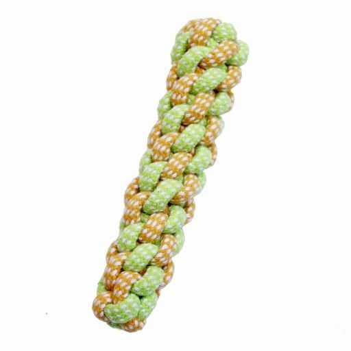 PETS CLUB GREEN & YELLOW CHEW CORN COTTON ROPE DOG TOY, SIZE: 29 cm