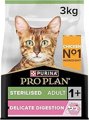 PRO PLAN STERILISED ADULT DELICATE DIGESTION DRY CAT FOOD WITH CHICKEN, 3 KG