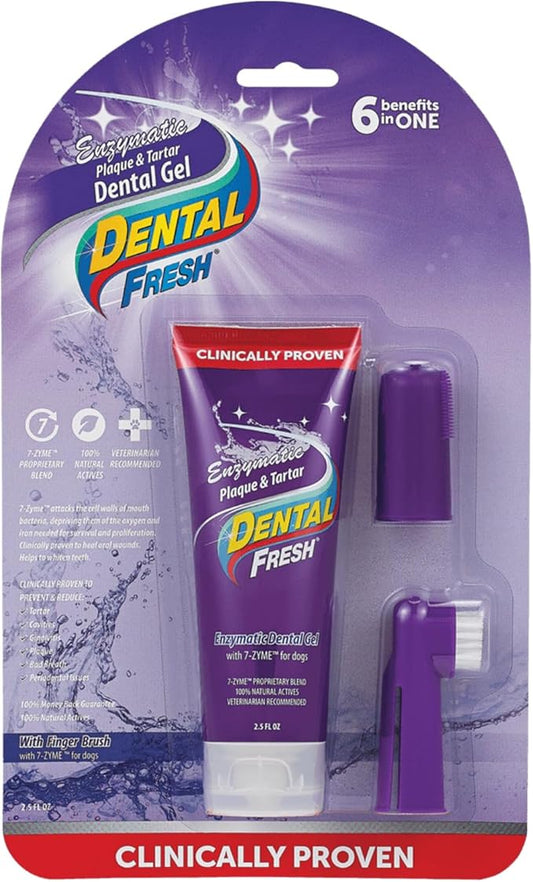 Synergy Labs Dental Fresh Enzymatic Plaque & Tartar Dental Gel with finger brush 2.5 oz - 70.87 g