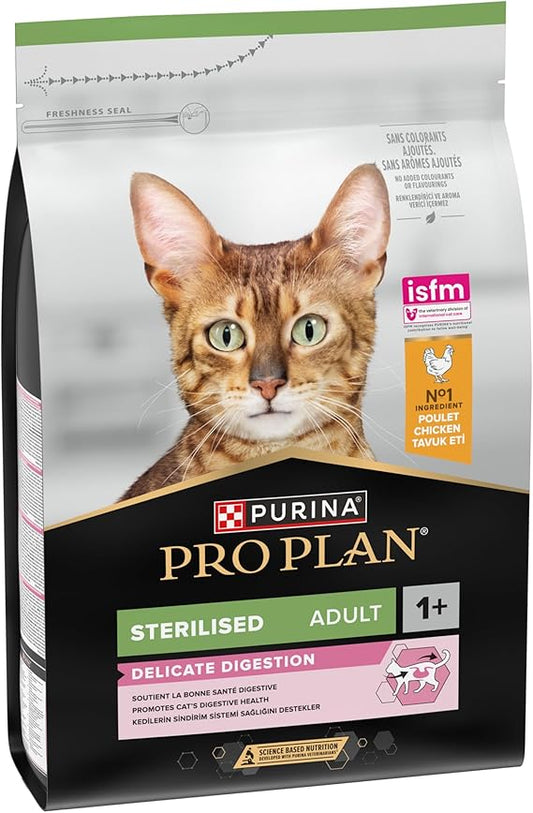 PRO PLAN STERILISED ADULT DELICATE DIGESTION DRY CAT FOOD WITH CHICKEN, 3 KG