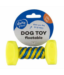 Duvo+ Dog Toy Dumbbell With Rope 14x7cm Blue/Yellow