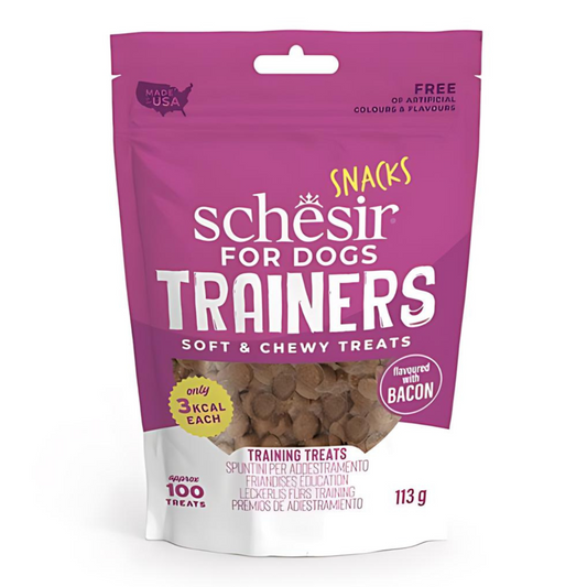 schesir dog snacks trainers soft & chewy 113g-bacon