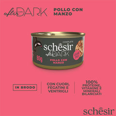 Schesir After Dark Wholefood in Broth Chicken with Beef 80g