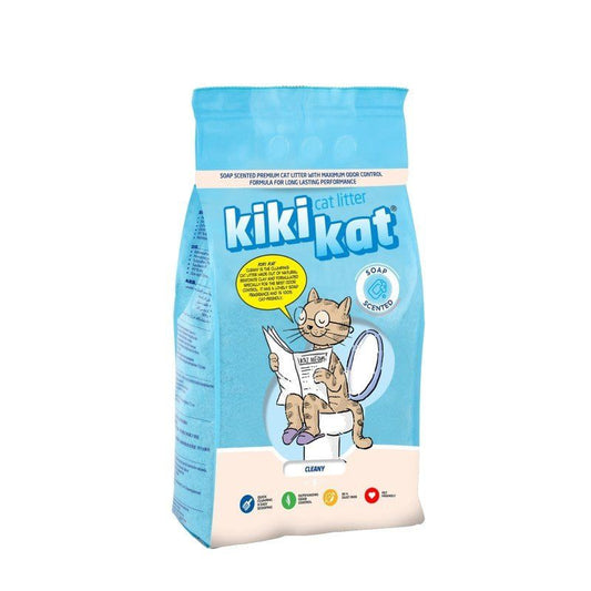 Kiki Kat White Bentonite Clumping Cat Litter –Cleany-20 L (17.4 Kg)