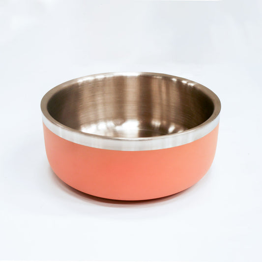 Saluki Stainless Steel Double Wall Dog Bowls - Peach, 700 ML