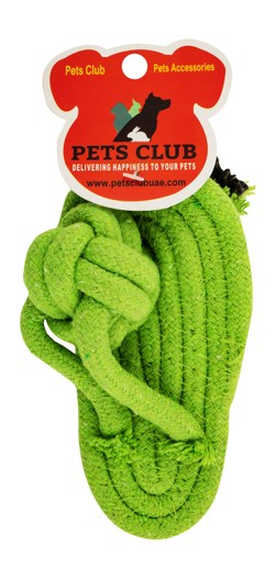PETS CLUB SLIPPER SHAPED NATURAL COTTON CHEW TOYS FOR DOGS-GREEN,SIZE: 14 CM
