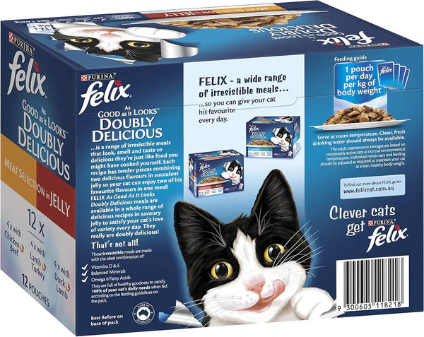 Purina Felix As Good As It Looks Doubly Delicious Meat Selection Wet Cat Food with Meat & Poultry in Jelly 12*85g