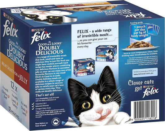 Purina Felix As Good As It Looks Doubly Delicious Meat Selection Wet Cat Food with Meat & Poultry in Jelly 12*85g