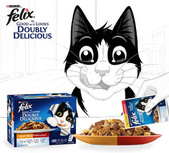 Purina Felix As Good As It Looks Doubly Delicious Meat Selection Wet Cat Food with Meat & Poultry in Jelly 12*85g