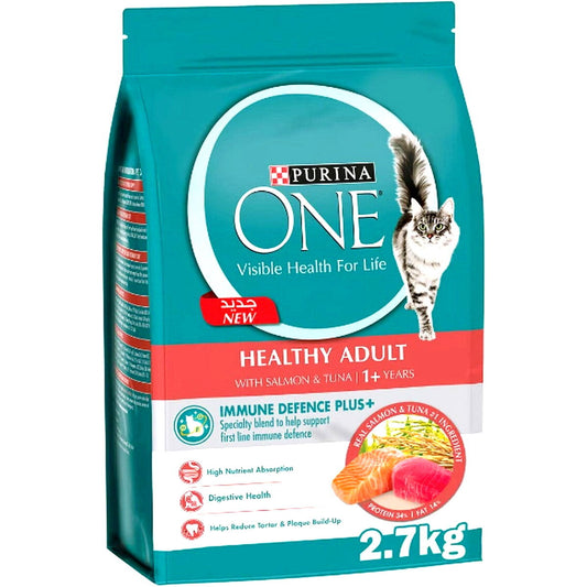 Purina One Healthy Adult Cat Food with Salmon & Tuna 2.7kg
