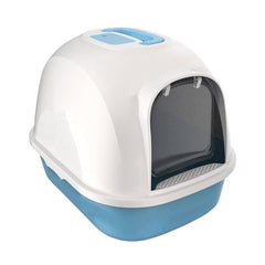 Hooded Cat Litter Tray – Integrally Moulded Clips, Handle And Swing Door , Size – 53*41*41 cm -Blue Color