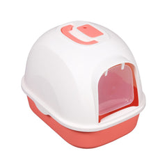 Hooded Cat Litter Tray – Integrally Moulded Clips, Handle And Swing Door , Size – 53*41*41 cm – Pink Color