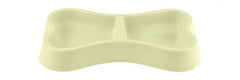 PETS CLUB BONE SHAPE PLASTIC DOUBLE BOWL 24.5*13*3.5CM-GREEN