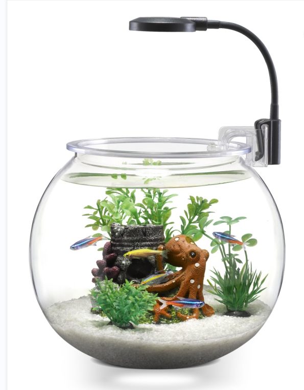 Chicos Nubios  4L Desktop Fish Bowl Clear Plastic with Filter & Light