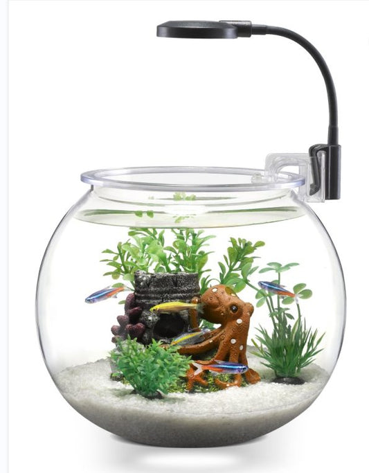 Chicos Nubios  4L Desktop Fish Bowl Clear Plastic with Filter & Light