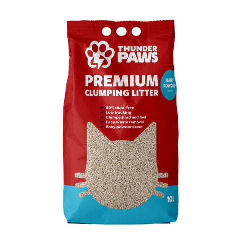 Thunder Paws Advance Care Baby Powder Clumping Cat Litter 10L