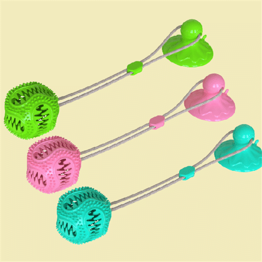 FOR PET ROPE SILICON BALL PULL TOY FOR DOGS WITH SUCTION CUP ,SIZE: 48*8*8cm ( MIXED COLORS)