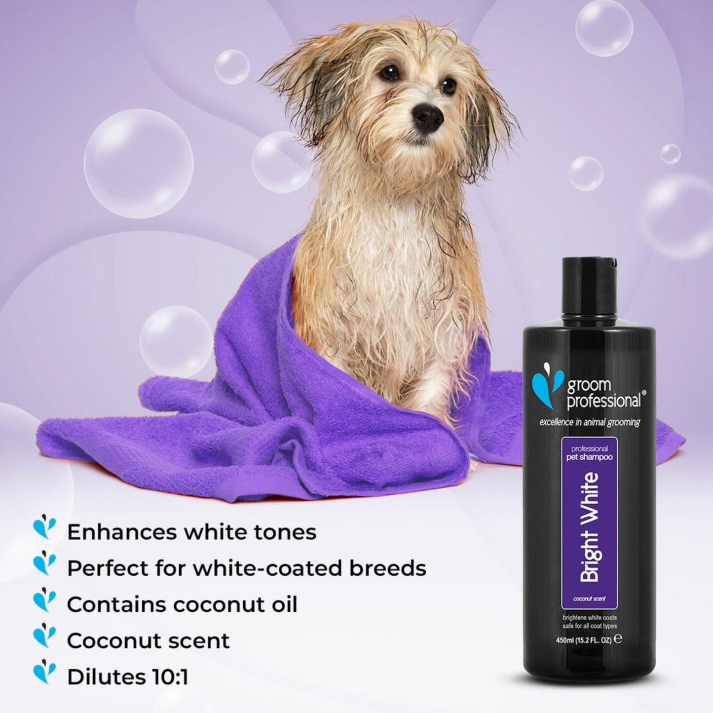 Groom Professional Bright White Shampoo 450ml