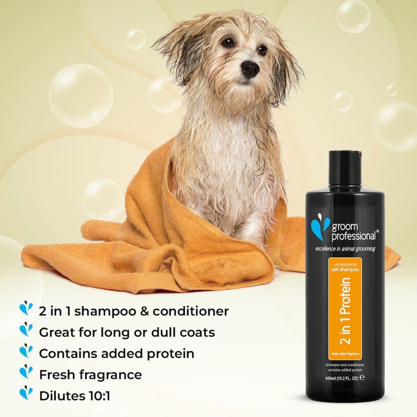 Groom Professional 2 In 1 Protein Shampoo 450ml
