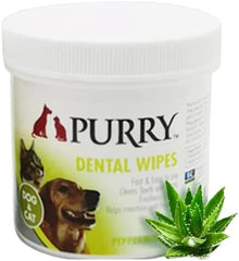 Purry Dental Wipes With Peppermint Oil For Dogs And Cats -100 pcs