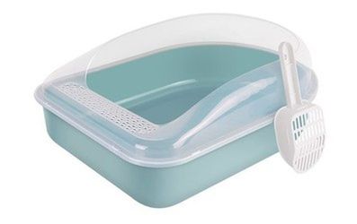 Petbroo Transparent Semi Enclosed Litter Box Large Blue