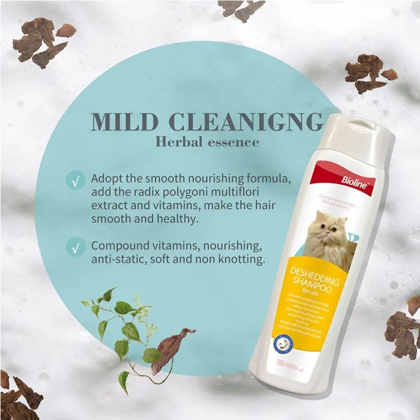 Bioline Deshedding Shampoo For Cat 200ml
