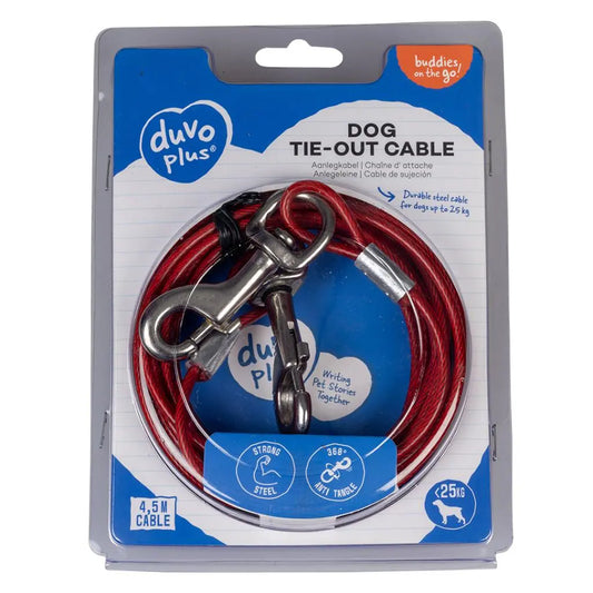 Duvo Dog Tie Out Cable Lightweight Red 4.5m