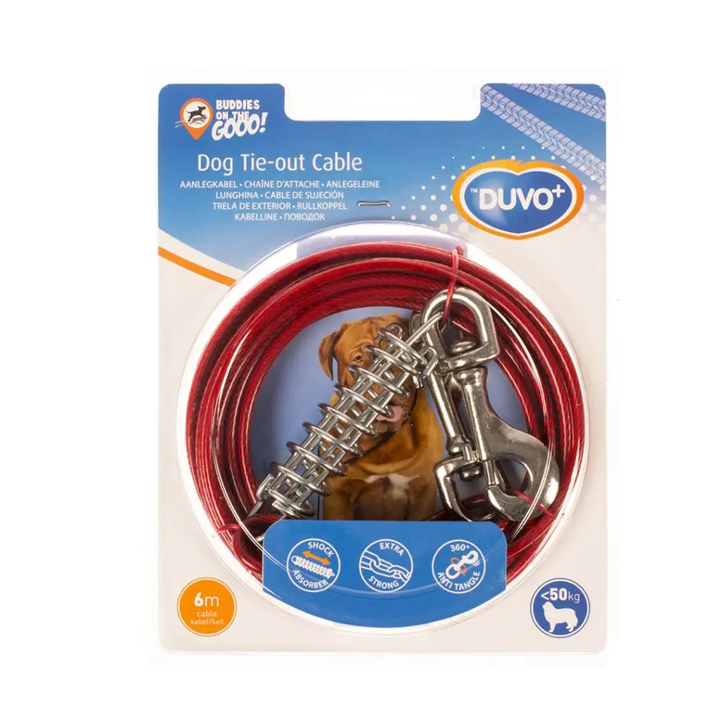 Duvo Tie Out Cable With Spring Heavy Duty Red 6m