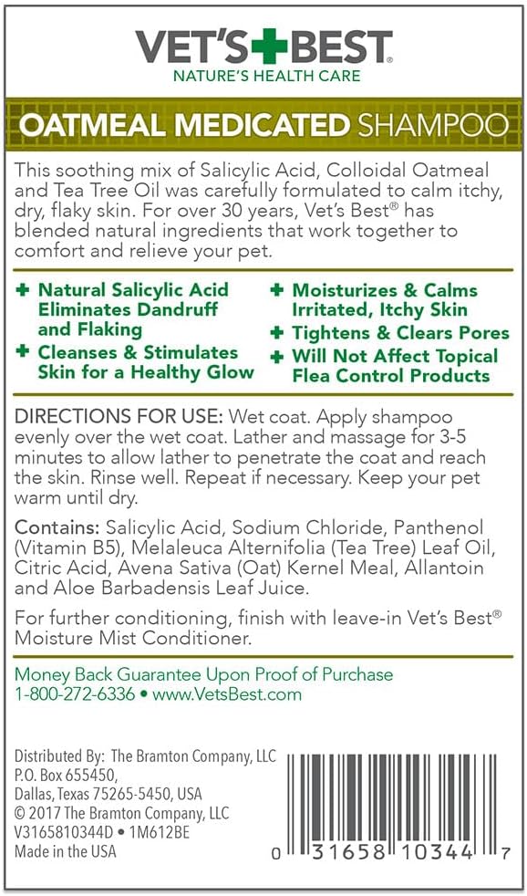 Vet’s Best Oatmeal Medicated Dog Shampoo (16-oz)