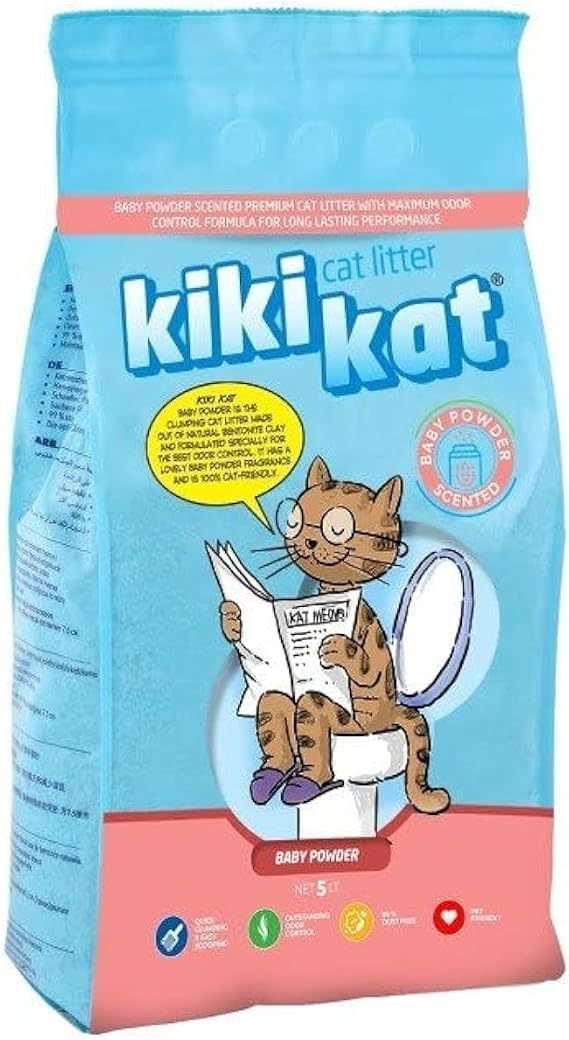 Kiki Kat White Bentonite Clumping Cat Litter - Baby powdwe - 5L