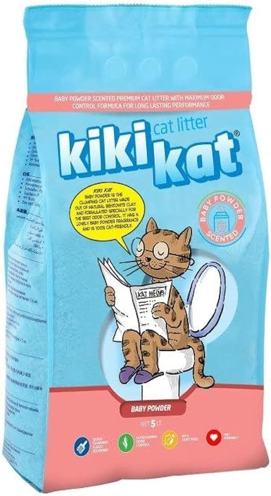 Kiki Kat White Bentonite Clumping Cat Litter - Baby powdwe - 5L
