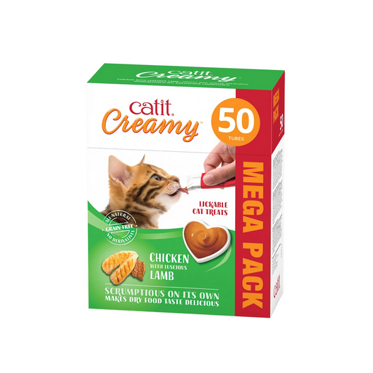 Catit Creamy Treats Mega Pack Chicken with Lamb, 50 tubes/box