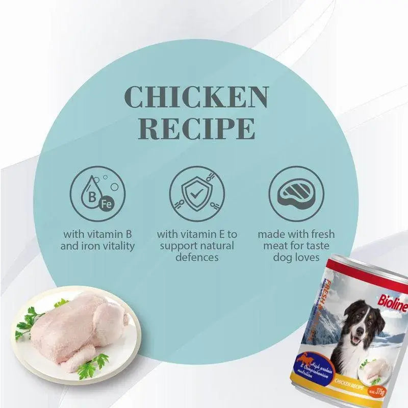 Bioline Canned Dog Food Chicken Meat 375g