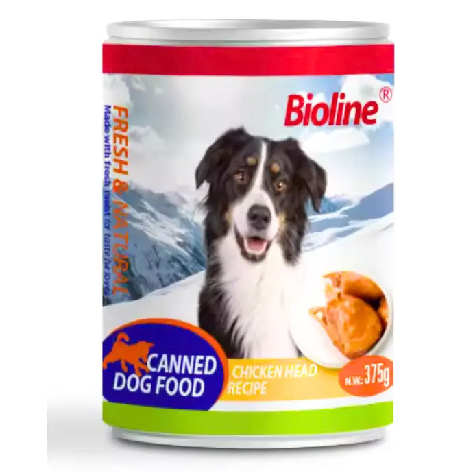 Bioline Canned Dog Food Chicken Head 375g