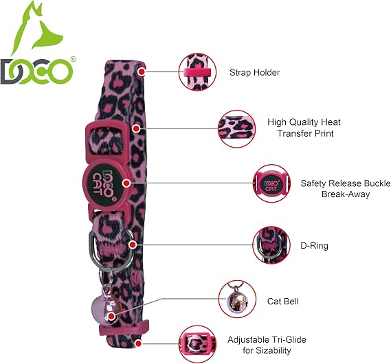 DOCO® LOCO Cat Collar Pattern  Pink Leopard