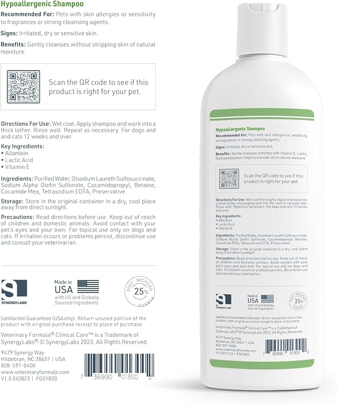 Synergy Labs VFCC Hypoallergenic Shampoo 473ml (16oz)