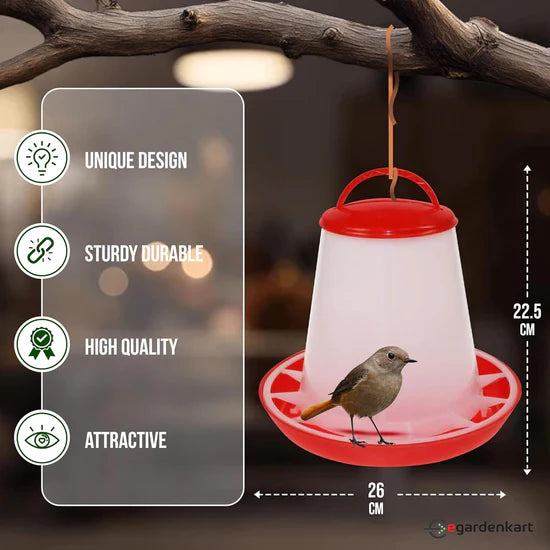 Bird Food Feeder Red Medium 3L