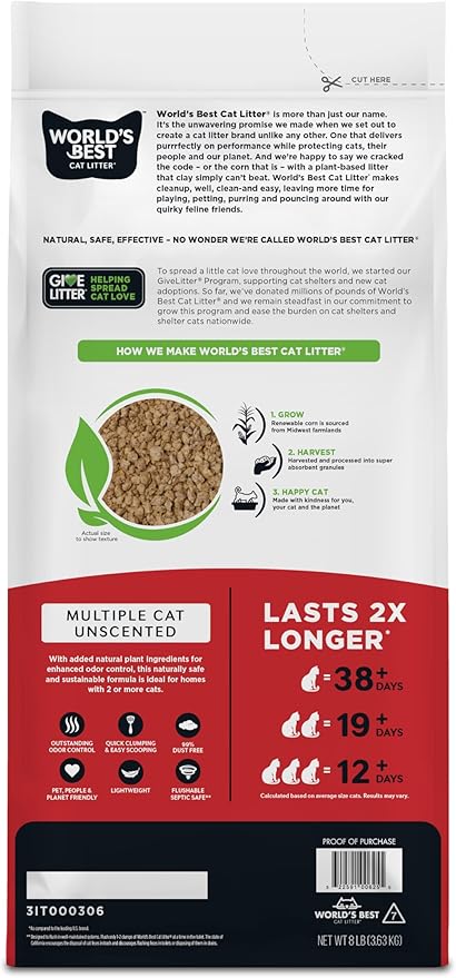 Worlds Best Cat Litter 3.63kg  unscented