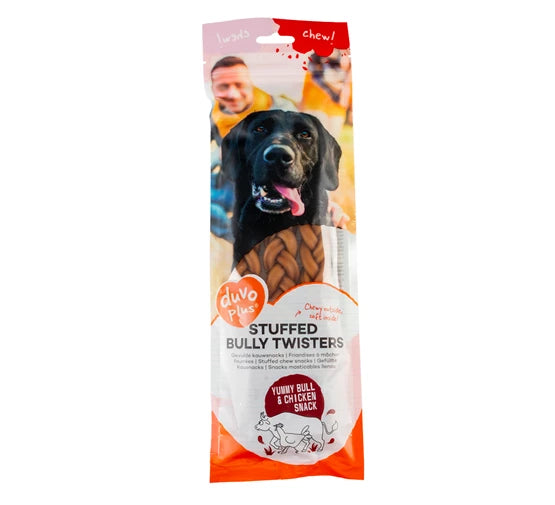 Duvo+ Chew! Stuffed Bully Twisters 25,4cm - 3pcs - 198g, Brown