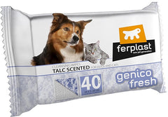 Ferplast Genico Fresh Wet cleaning Wipes[Count - 40, Flavor - Talc, Dimension - 20 x 30cm]