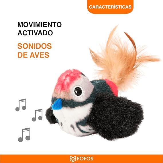FOFOS Sound Chip Black Bird With Catnip Balls Cat Toy