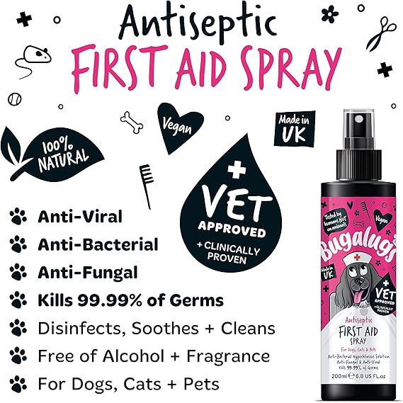 Bugalugs Antiseptic First Aid Spray 200ml (6.8 Fl Oz)