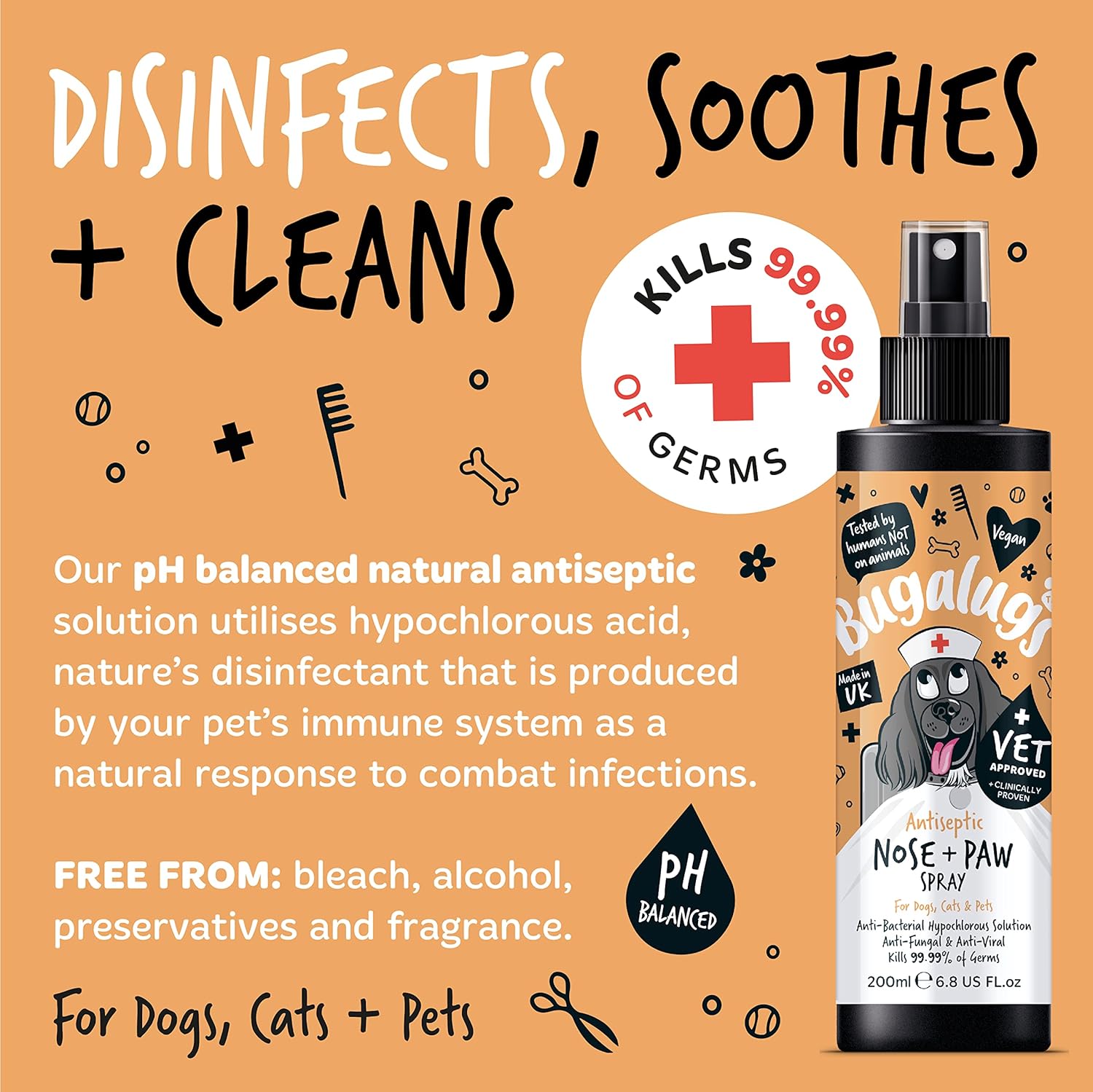 Bugalugs Antiseptic Paw & Nose Spray 200ml