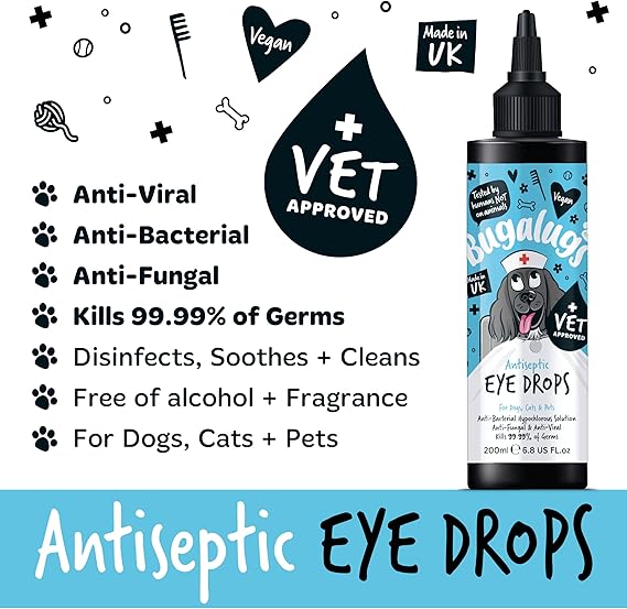 Bugalugs Antiseptic Eye Drops 200ml (6.8 Fl Oz)
