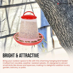 Bird Food Feeder Red Small 1L