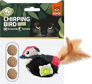 FOFOS Sound Chip Black Bird With Catnip Balls Cat Toy