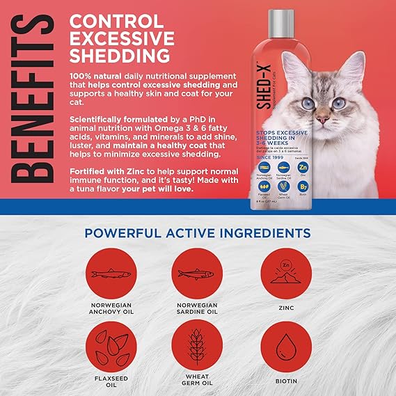 Synergy Labs Shed-X Supplement for Cats 8 oz - 237 ml