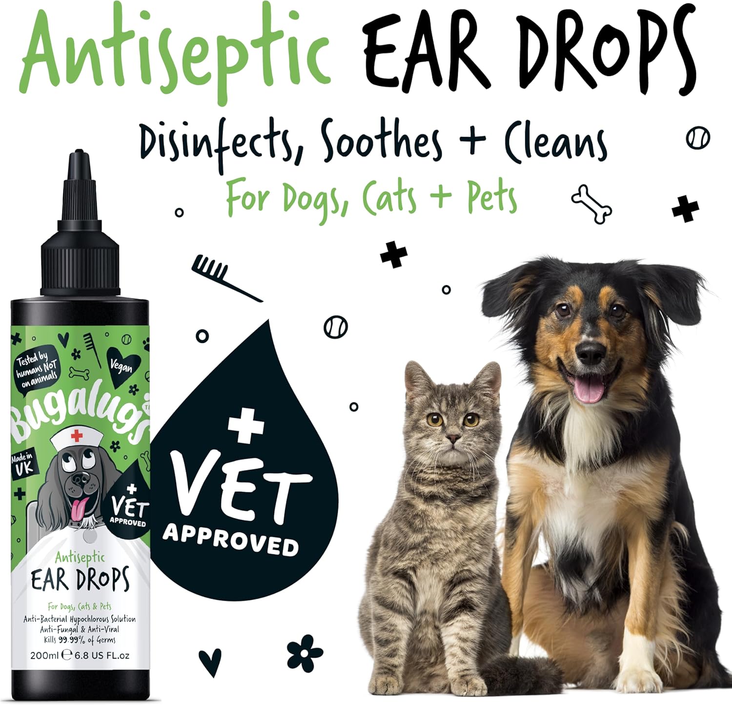 Bugalugs Antiseptic Ear Drops 200ml (6.8 Fl Oz)