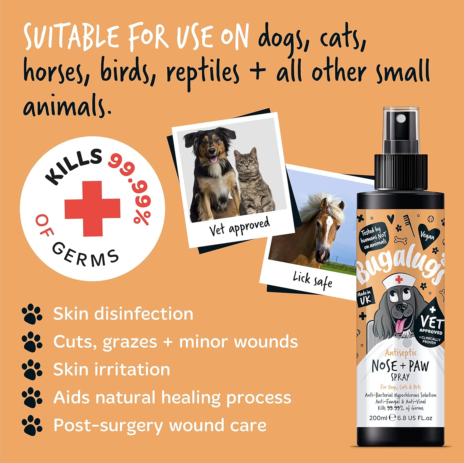Bugalugs Antiseptic Paw & Nose Spray 200ml